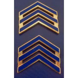Sergeant Chevrons BLUE ENAMEL on GOLD Large