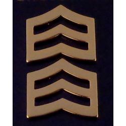 SGT Sergeant Chevrons LARGE 1" Gold Pair Collar Pins Rank Insignia