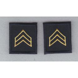 SGT Sergeant MEDIUM GOLD on MIDNIGHT NAVY 1 3/8" X 1.5"  collar patches