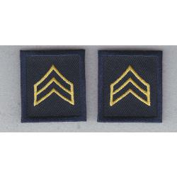SGT Sergeant MEDIUM GOLD on NAVY BLUE 1 3/8" X 1.5 collar patches