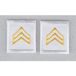 SGT Sergeant GOLD on WHITE 1 3/8" X 1.5" collar patches