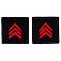 SGT Sergeant Chevron RED on BLACK collar patches SOLID style