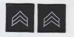 SGT Sergeant Chevron SILVER on BLACK collar patches 1.5" LARGE