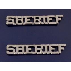 SHERIFF Silver 1/4" Lettering Pair Collar Pins Rank Insignia