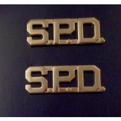 S.P.D. polished gold 1/2" Letters Collar Pins Insignia