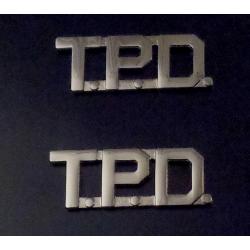 T.P.D. polished Silver 1/2" Letters Collar Pins