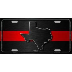 TEXAS Thin Red Line Auto License Plate 6 X 12