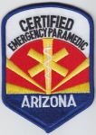 Arizona CERTIFIED EMERGENCY PARAMEDIC shoulder patch