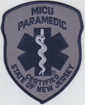 New Jersey MICU PARAMEDIC patch Navy Blue on Grey Mobile Intensive Care