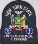 New York State EMT Emergency Medical Technician patch WHITE on DARK NAVY