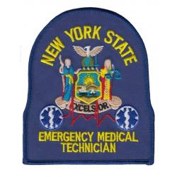 New York State EMT Emergency Medical Technician patch Medium Gold on Royal Blue