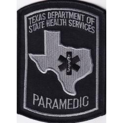 Texas PARAMEDIC STAR OF LIFE subdued Grey on Black patch