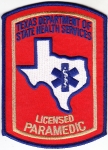 Texas LICENSED PARAMEDIC shoulder patch