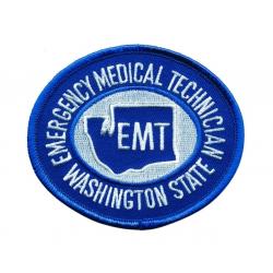 Washington WA State EMT Emergency Medical Technician WHITE on ROYAL BLUE patch