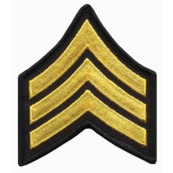 SGT Chevrons 3" Medium Gold on Black Merrowed Edge