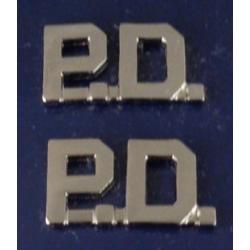 P.D. polished silver 1/2" Letters Collar Pins