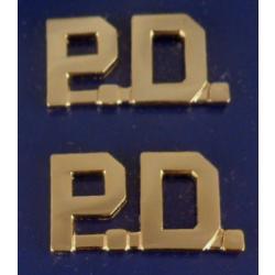P.D. polished Gold 1/2" Letters Collar Pins
