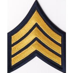 SGT Sergeant 3" Chevrons Medium Gold on Midnight Navy Laser Cut Edge
