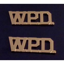 W.P.D. polished gold 1/2" Letters Collar Pins Insignia police WPD