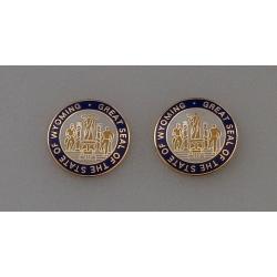 Wyoming 15/16 Gold COLLAR PINS state seal