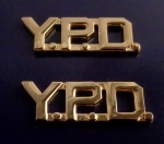 Y.P.D. gold 1/2" Letters Collar Pins Insignia police YPD