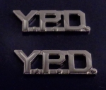 Y.P.D. silver/nickel 1/2" Letters Collar Pins Insignia police YPD