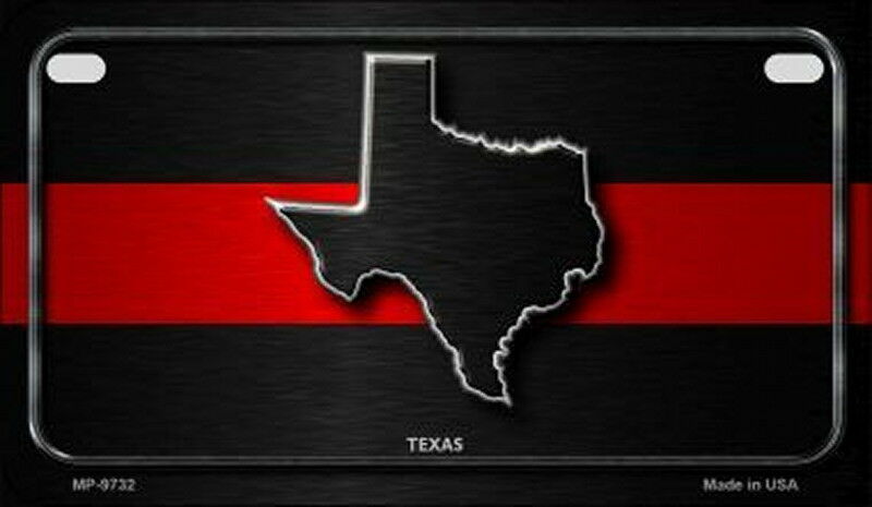 TEXAS Thin Red Line MOTORCYCLE License Plate 4 X 7