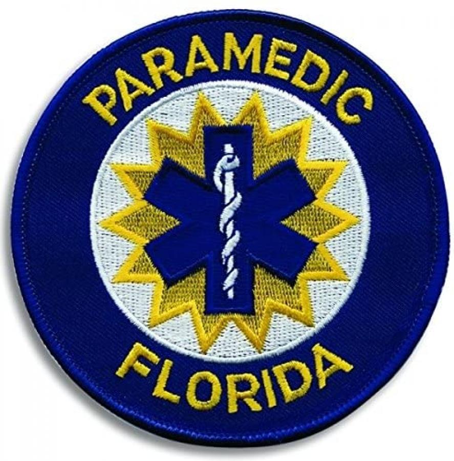 Florida Paramedic patch Medium Gold Royal Blue border version