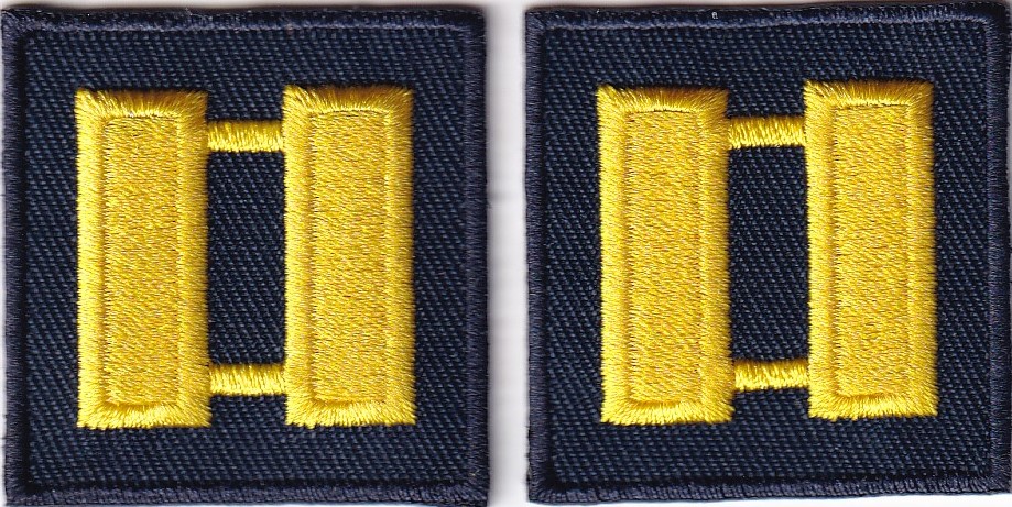 CAPT Captain MEDIUM GOLD on MIDNIGHT NAVY rank insignia collar lapel patches 1.5" LARGE