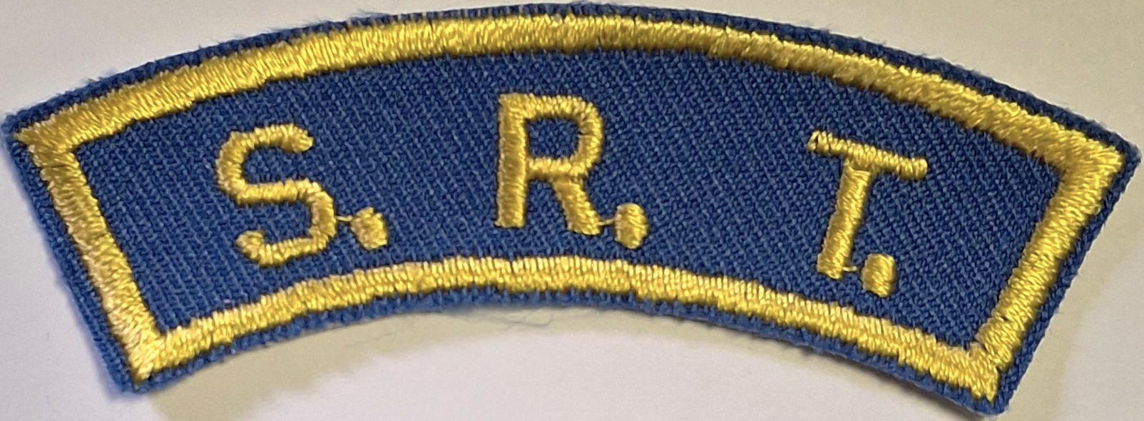 S.R.T. rocker patch Medium Gold on French Blue