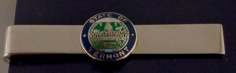 Vermont Polished Silver Tie Bar 1/2" state seal