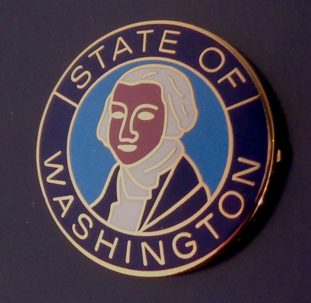 Washington State COLLAR/LAPEL PIN Gold WA seal 15/16"