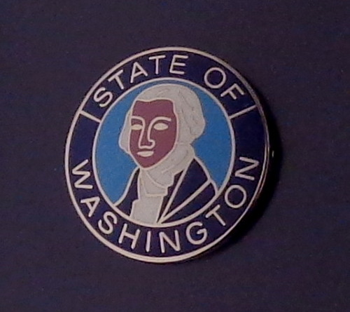 Washington COLLAR/LAPEL single PIN Silver WA seal 15/16"