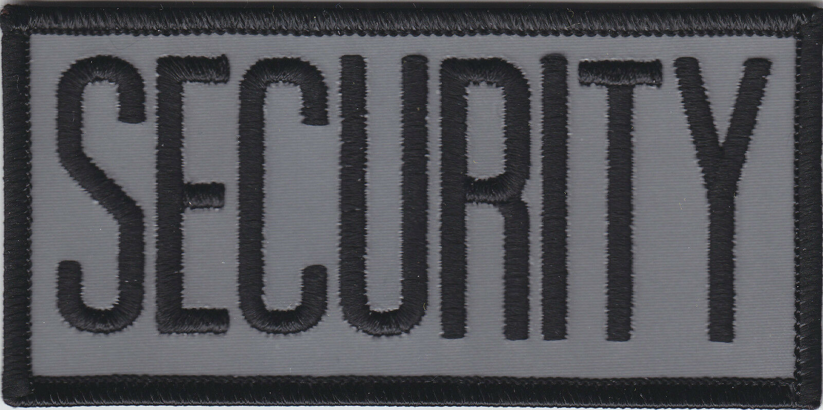 SECURITY Black on Grey REFLECTIVE BACKGROUND Front Panel Uniform Patch 2″ X 4″