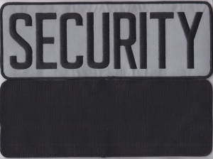 SECURITY Black Lettering 3M REFLECTIVE Grey HOOK FASTENER Back Panel Patch 11X4