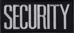 SECURITY IRON-ON White on Black Front Panel Patch 4X2