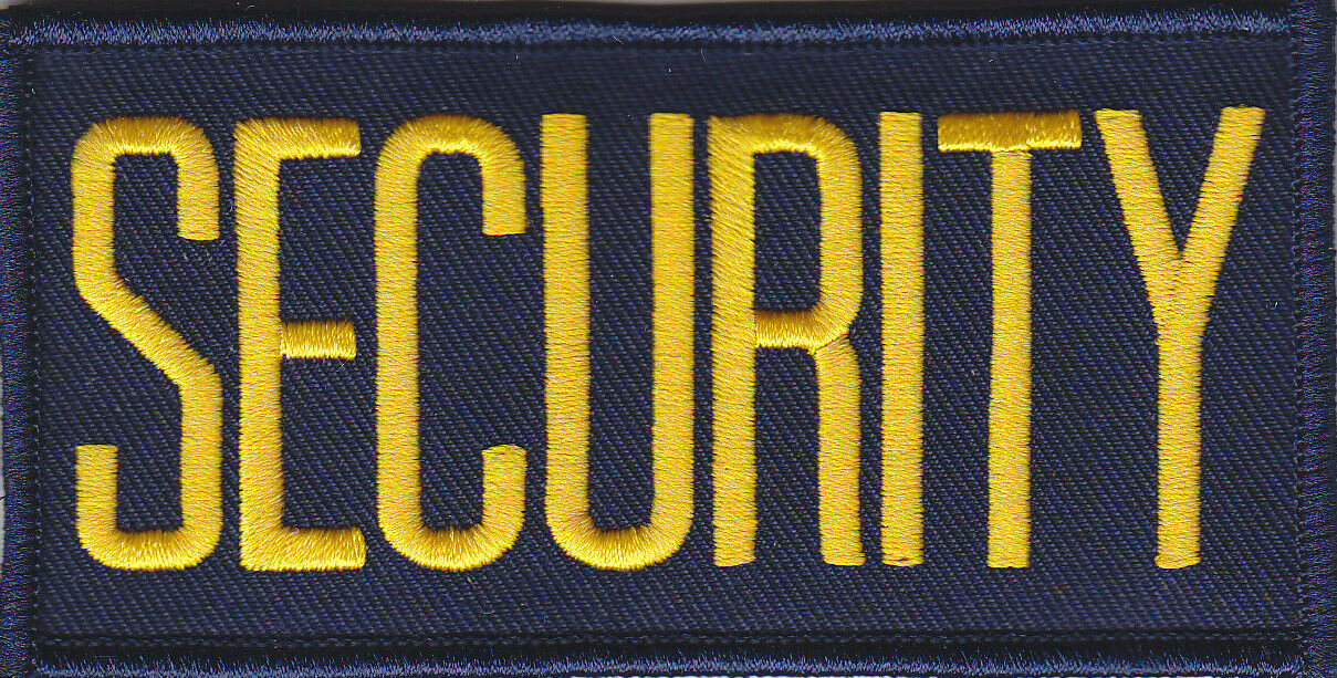 SECURITY 4X2 Medium Gold on Navy Blue Front Panel Patch