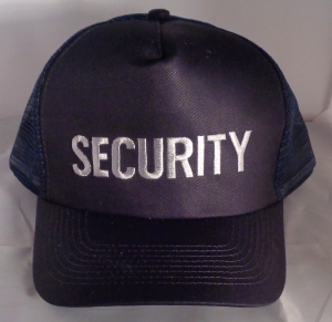 SECURITY GREY Lettering on DARK NAVY mesh baseball hat cap