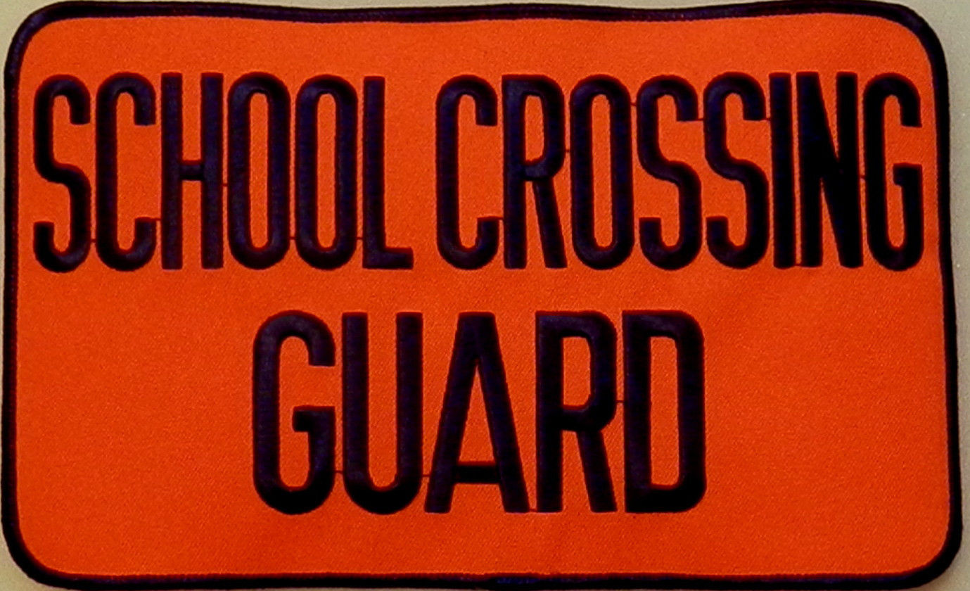 SCHOOL CROSSING GUARD Navy Blue on Orange Back Panel Patch