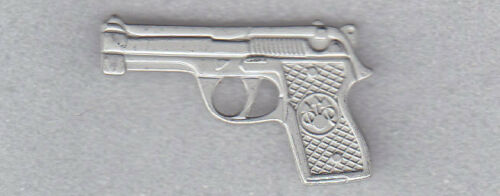 .45 cal. caliber Pistol Handgun LAPEL PIN silver