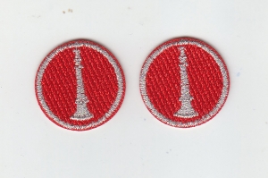 1 Bugle Fire LT Lieutenant Embroidered 1″ Silver on Red Lapel/Collar Patches