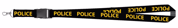 POLICE Lanyard Neck ID/Card Key Holder GOLD lettering on BLACK - Image 2