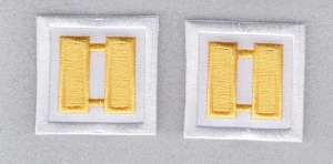 CAPT Captain MEDIUM GOLD on WHITE rank insignia collar lapel patches 1.5″ LARGE