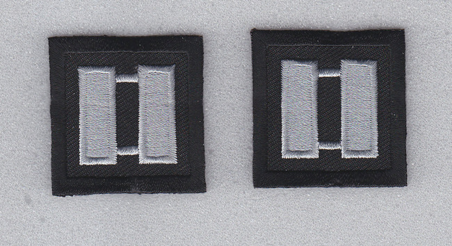 CAPT Captain SILVER on BLACK rank insignia collar lapel patches 1.5″ LARGE